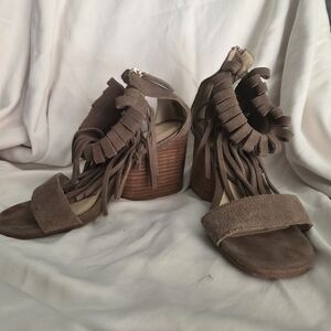 Free People X Matiko Brown Fringe Heeled Sandals
